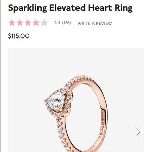 Pandora Sparkling elevated heart ring size 7 rose gold